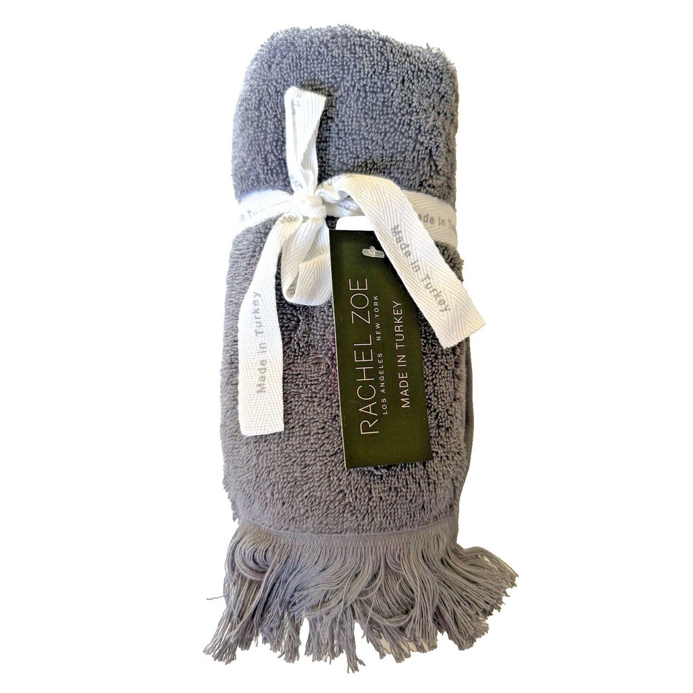 Rachel Zoe Fingertip Towels Gray Set of 2 Super Soft Absorbent Made in Turkey